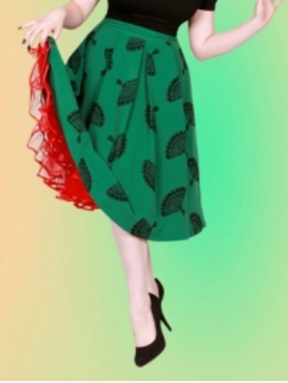 Bettie Page By Tatyana Fan Skirt Sz L